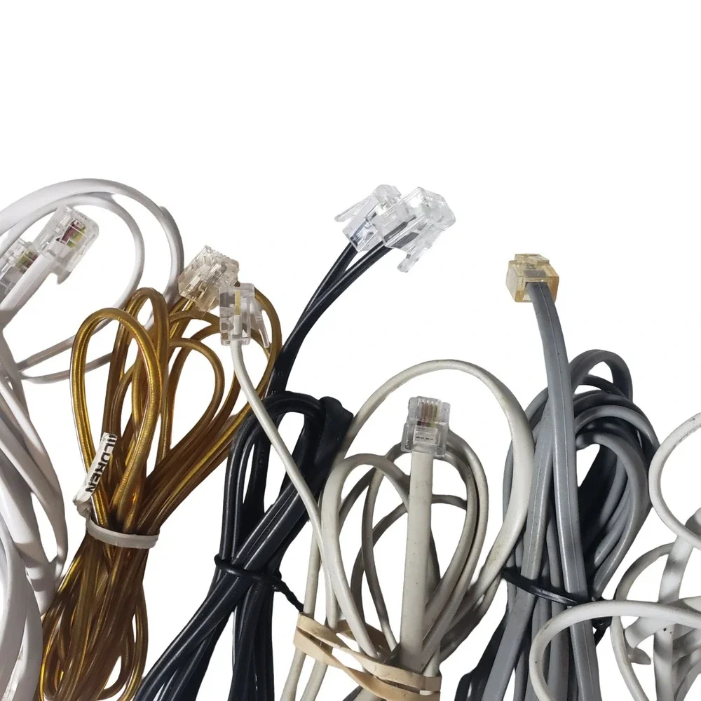 Assorted Telephone RJ11 and Ethernet RJ45 Networking Cable Lot White Grey Black